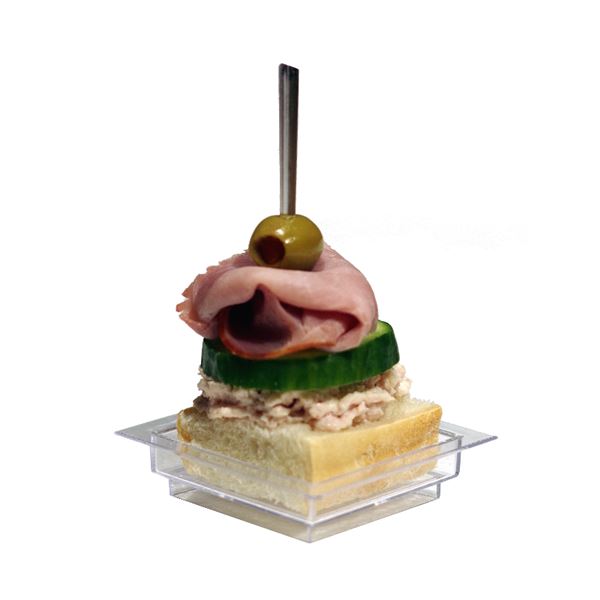 Finger food tanierik štvorcový 6 x 6 x 1,5 cm - číry (24 ks)