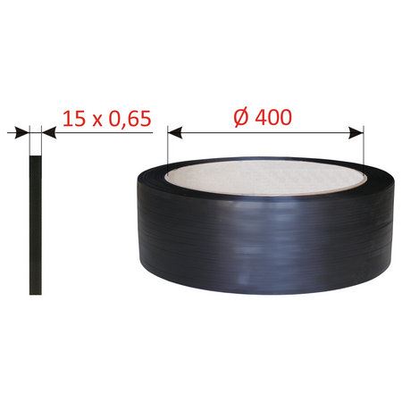 Vázací páska PP šíře 15/0.65 mm, D400, 1500 m - černá, GRANOFLEX