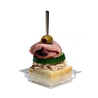 Finger food tanierik štvorcový 6 x 6 x 1,5 cm - číry (24 ks)