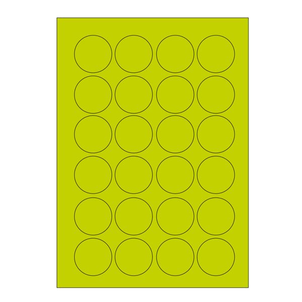 Samolepiace etikety, priemer 40 mm, A4 (100 ks) reflexné zelené