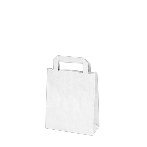 Papierová taška biela 18 + 8 x 22 cm (50 ks)
