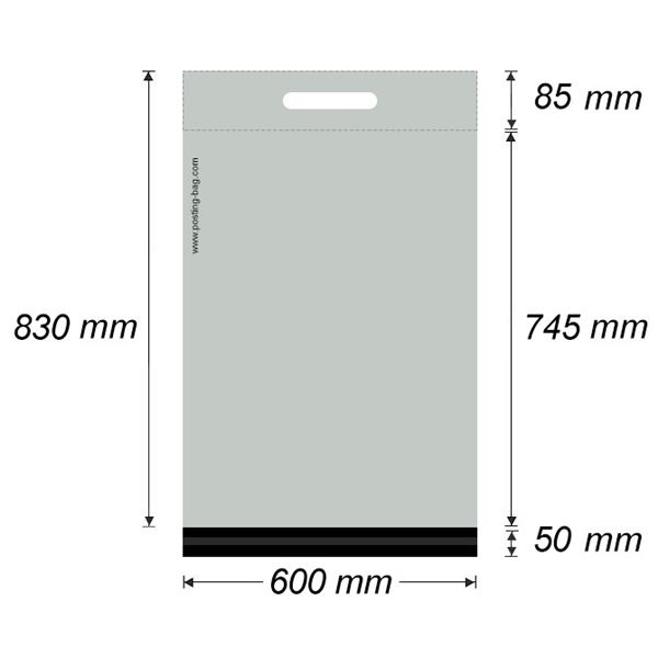 Plastová obálka - zasílací taška vnější rozměry 600 x 830 mm, vnitřní rozměry 600 x 745 mm (1 ks)