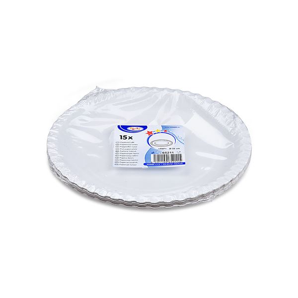 Papierový tanier plytké priemer 23 cm - biele (15 ks)