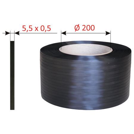 Viazacia páska PP 5,5 / 0.50 mm, D200, 5000 m - čierna, GRANOFLEX