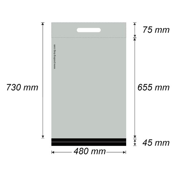 Plastová obálka - zasílací taška 480 x 730 mm + 45 mm x 0,05 mm