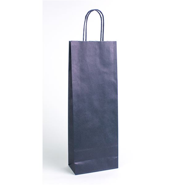 Darčeková taška papierová VINOLA modrá - 14 x 8 x 39 cm