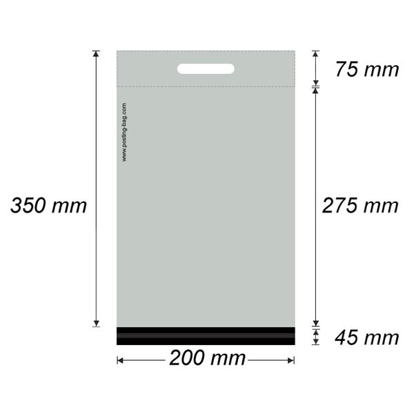 Plastová obálka - zasílací taška 200 x 350 mm + 45 mm x 0,05 mm