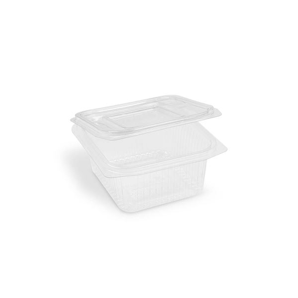 Miska (rPET)  hranatá  s viečkom 500ml - priehľadná (50 ks)
