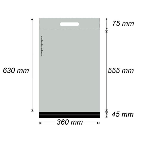 Plastová obálka - zasílací taška 360 x 630 mm + 45 mm x 0,05 mm