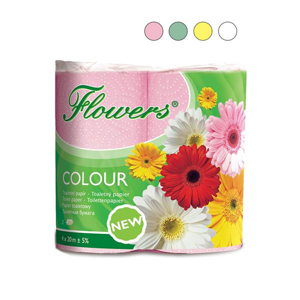 Toaletný papier Flowers Color 4 ks, 2vrstvový