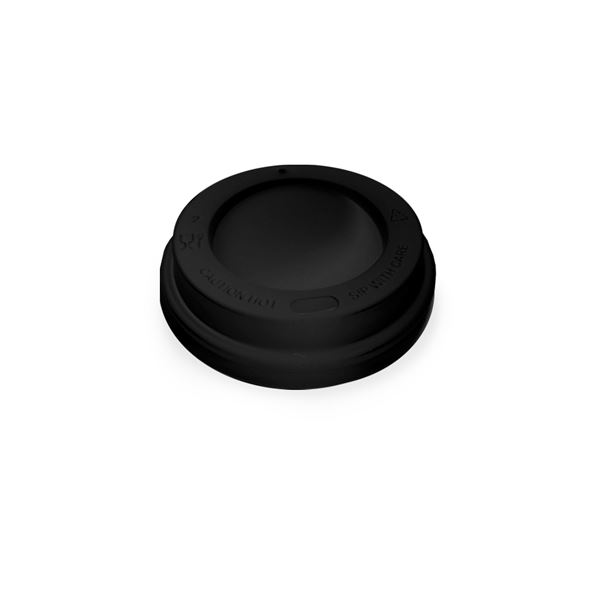 Viečko vypuklé čierne pre papierové poháre priemeru 90 mm (100 ks)
