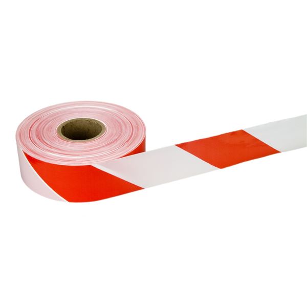Varovná nelepiacia páska šírka 75 mm, návin 250 m - červenobiela