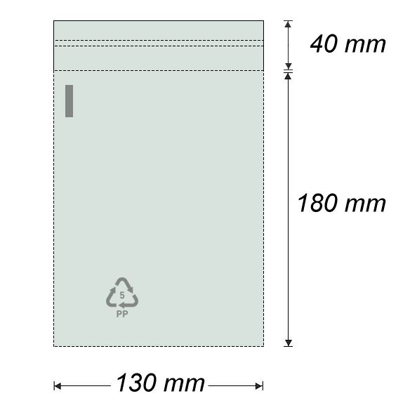 Vrecko polyprop. so samolep. chlopňou 130 x 180 mm + 40 mm (100 ks)