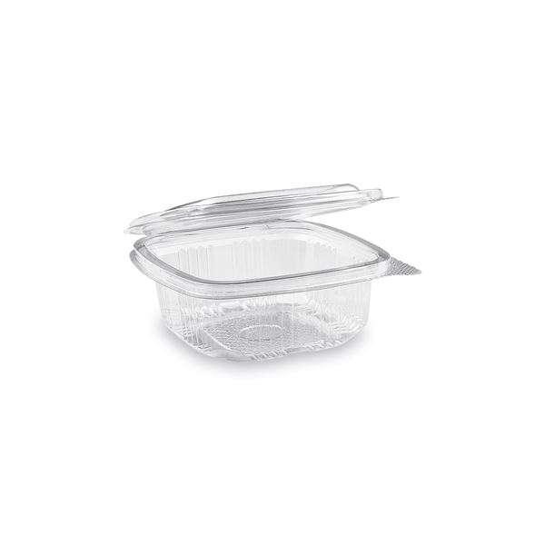 Miska (rPET) hranatá s viečkom 250 ml - priehľadná (50 ks)
