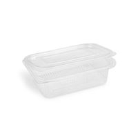 Miska (rPET) hranatá s viečkom 750 ml - priehľadná (50 ks)