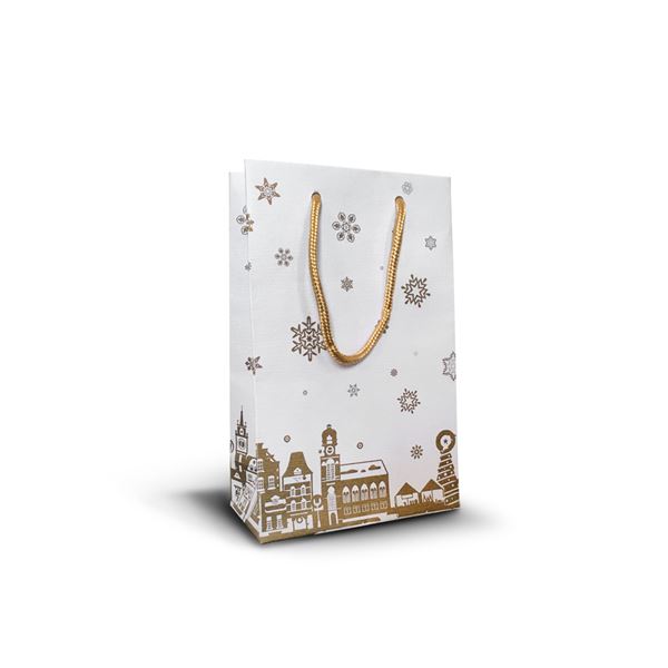 Darčeková taška papierová ADVENT bielo-zlatá - S