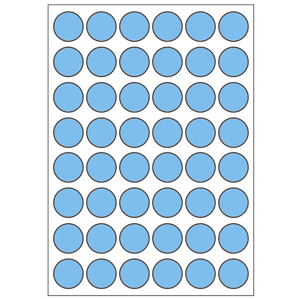 Samolepiace etikety priemer 15 mm, A6 (10 ks) modré