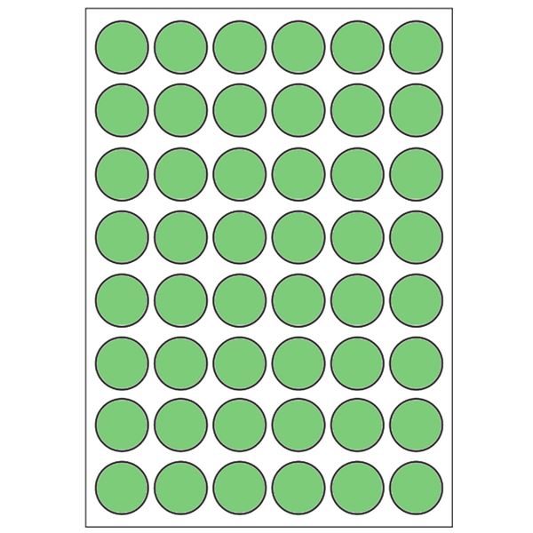 Samolepiace etikety priemer 15 mm, A6 (10 ks) zelené