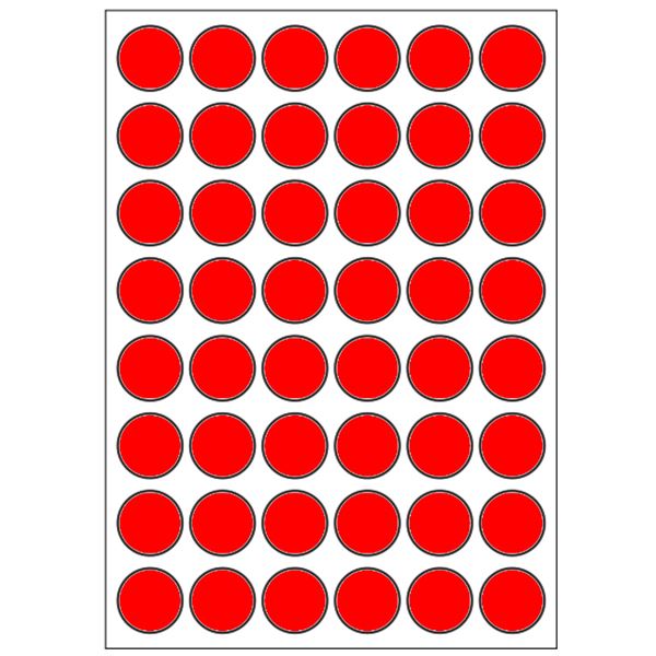Samolepiace etikety priemer 15 mm, A6 (10 ks) reflexné červené