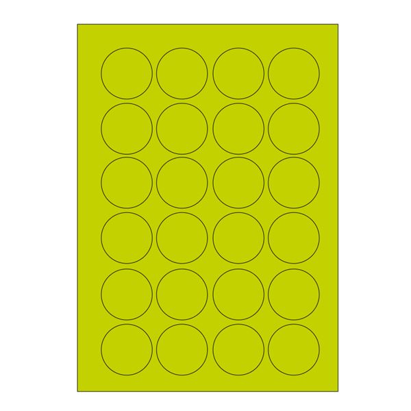 Samolepiace etikety, priemer 40 mm, A4 (100 ks) reflexné zelené