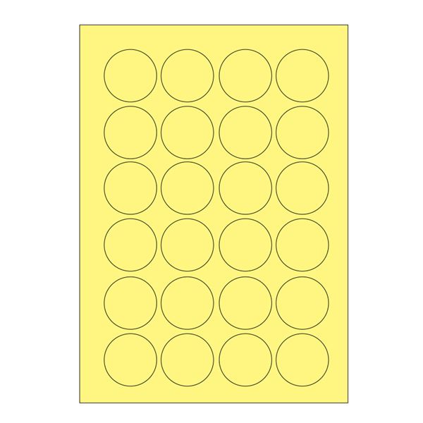 Samolepiace etikety, priemer 40 mm, A4 (100 ks) žlté