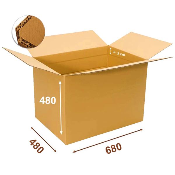 Krabica papierová klopová 5VVL 680 x 480 x 480 mm s rylom 300 mm