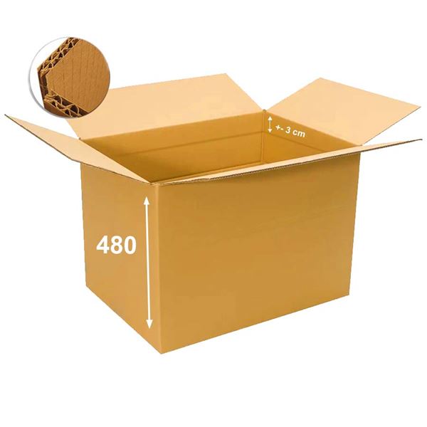 Krabica papierová klopová 5VVL 680 x 480 x 480 mm s rylom 300 mm