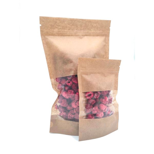 Vrecko DOYPACK s okienkom 1000 ml - hnedý kraft